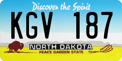 ND license plate KGV187