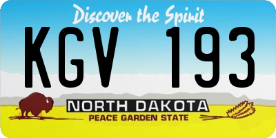 ND license plate KGV193
