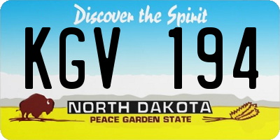 ND license plate KGV194