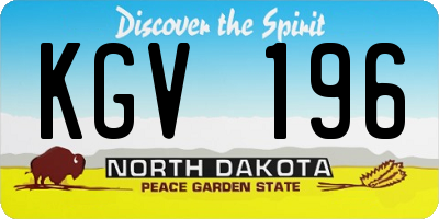 ND license plate KGV196