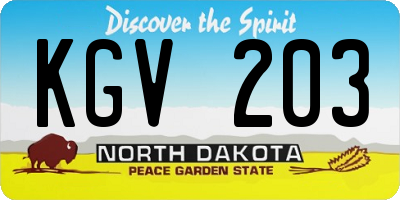ND license plate KGV203