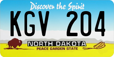 ND license plate KGV204