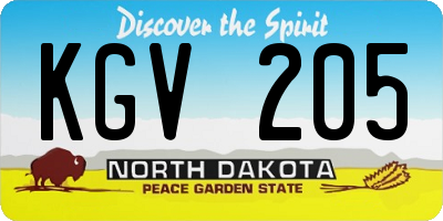 ND license plate KGV205