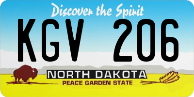 ND license plate KGV206