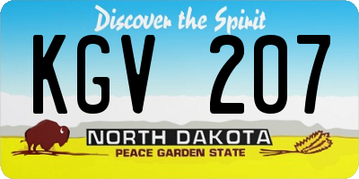 ND license plate KGV207