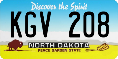 ND license plate KGV208