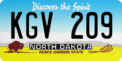 ND license plate KGV209