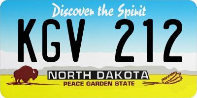 ND license plate KGV212