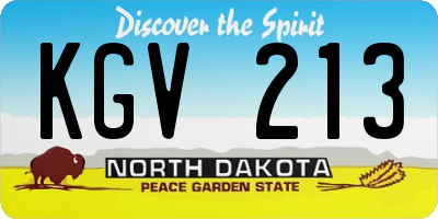 ND license plate KGV213