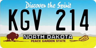 ND license plate KGV214