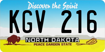 ND license plate KGV216