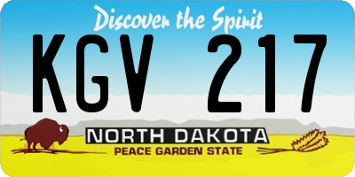 ND license plate KGV217