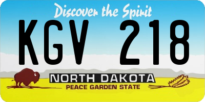 ND license plate KGV218