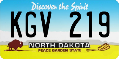 ND license plate KGV219