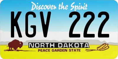 ND license plate KGV222