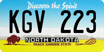 ND license plate KGV223