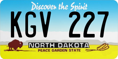 ND license plate KGV227