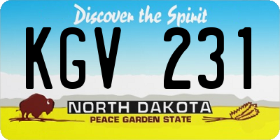 ND license plate KGV231