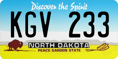 ND license plate KGV233
