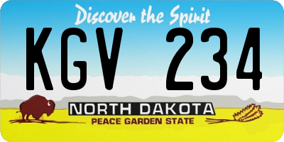 ND license plate KGV234