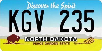 ND license plate KGV235