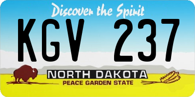 ND license plate KGV237