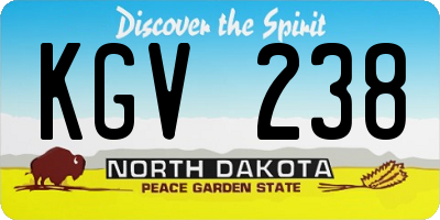 ND license plate KGV238
