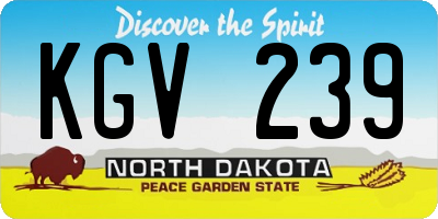 ND license plate KGV239