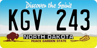ND license plate KGV243