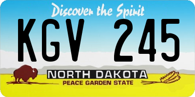 ND license plate KGV245