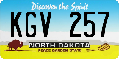 ND license plate KGV257