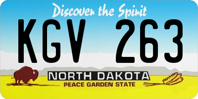 ND license plate KGV263
