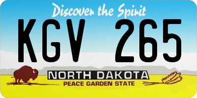ND license plate KGV265