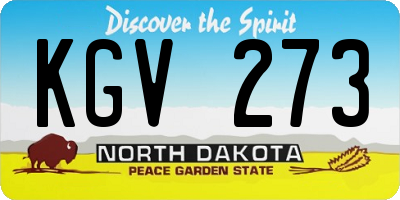 ND license plate KGV273