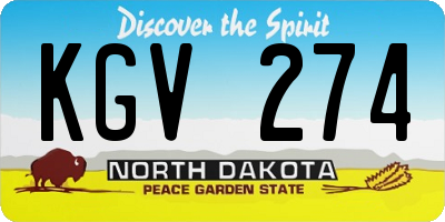 ND license plate KGV274