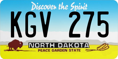 ND license plate KGV275