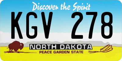 ND license plate KGV278