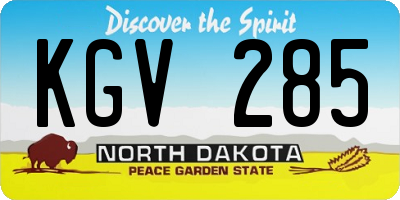 ND license plate KGV285