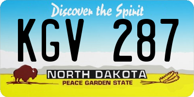 ND license plate KGV287