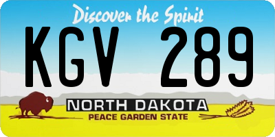 ND license plate KGV289
