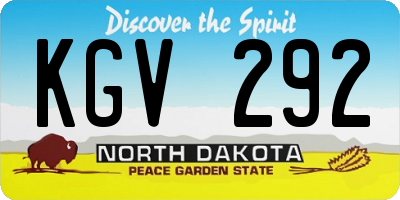 ND license plate KGV292
