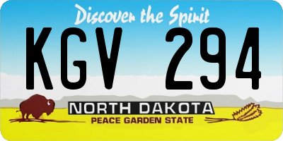 ND license plate KGV294