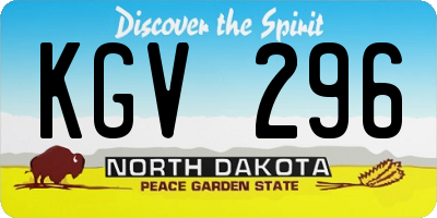 ND license plate KGV296