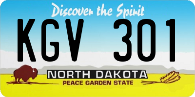 ND license plate KGV301
