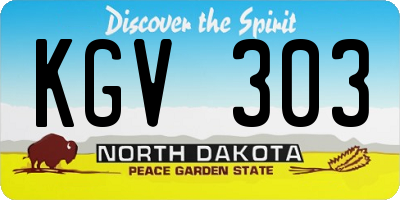 ND license plate KGV303