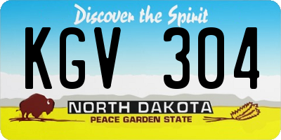 ND license plate KGV304
