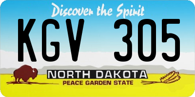 ND license plate KGV305
