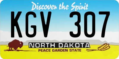 ND license plate KGV307