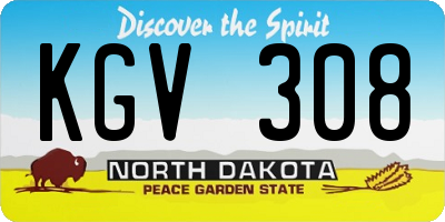ND license plate KGV308