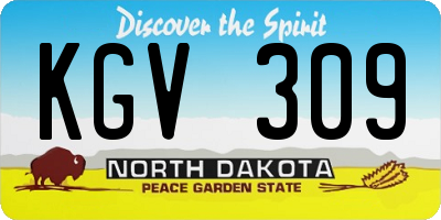 ND license plate KGV309